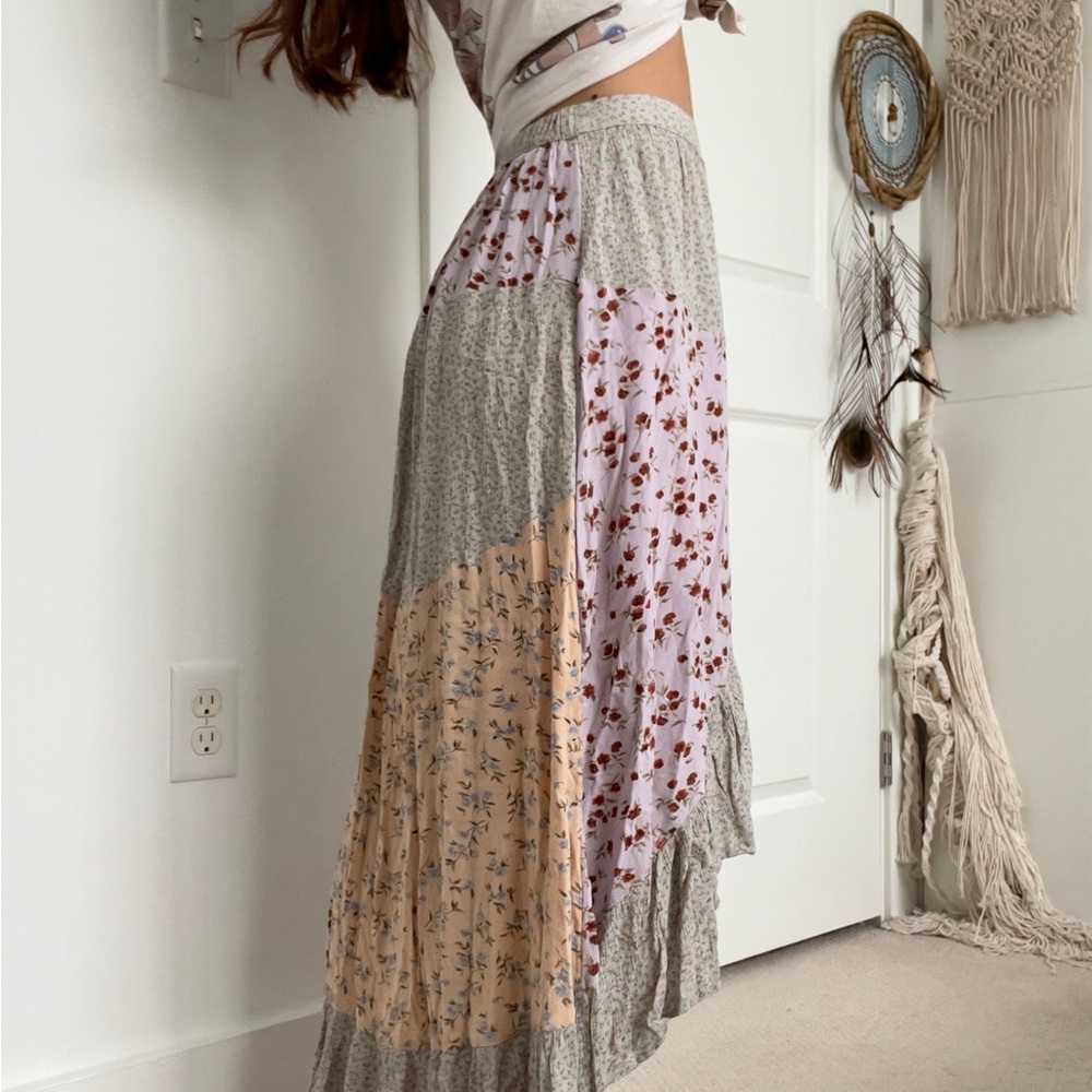AE Floral Patchwork Hi Low Skirt